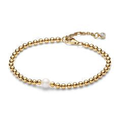 Beaded 14k gold-plated bracelet with whi 563173C01-16