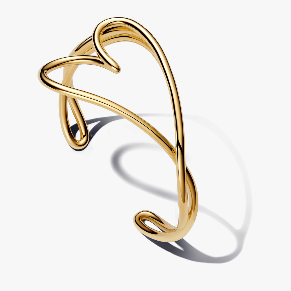 Heart 14k gold-plated open bangle 563808C00-3 (High Resolution)