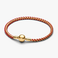 Braided 14k gold-plated box chain bracelet with re (High Resolution)