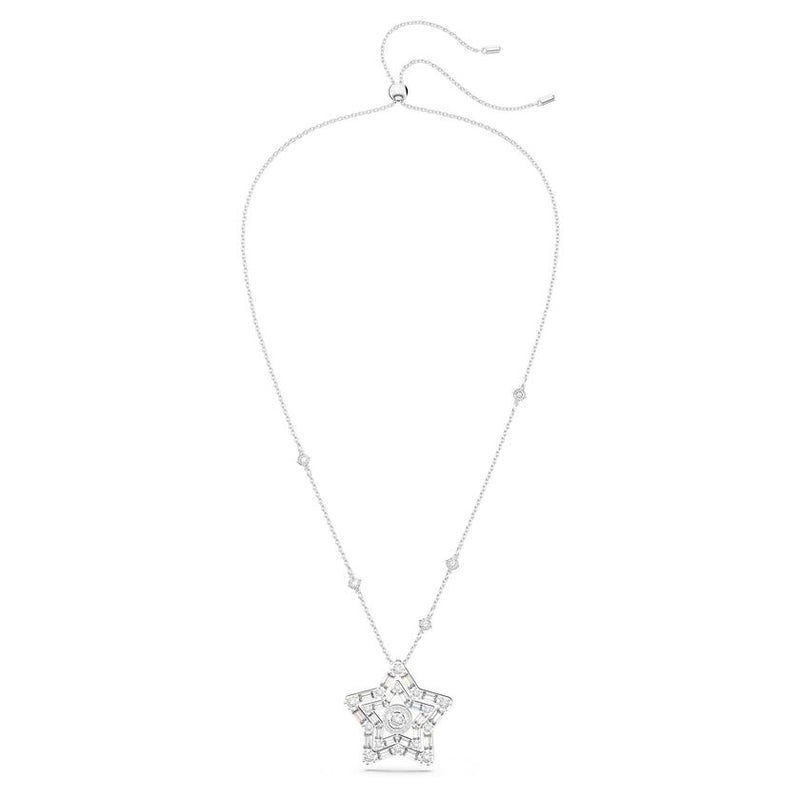 Stella pendant Mixed cuts, Star, White, Rhodium plated