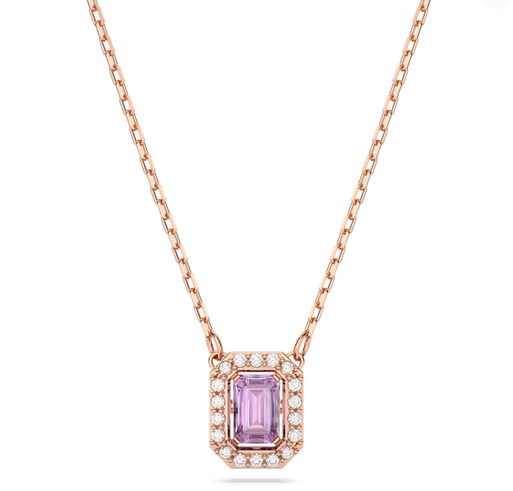 SWAROVSKI Una necklace Octagon cut, Purple, Rose gold-tone plated