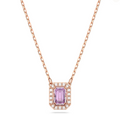 SWAROVSKI Una necklace Octagon cut, Purple, Rose gold-tone plated