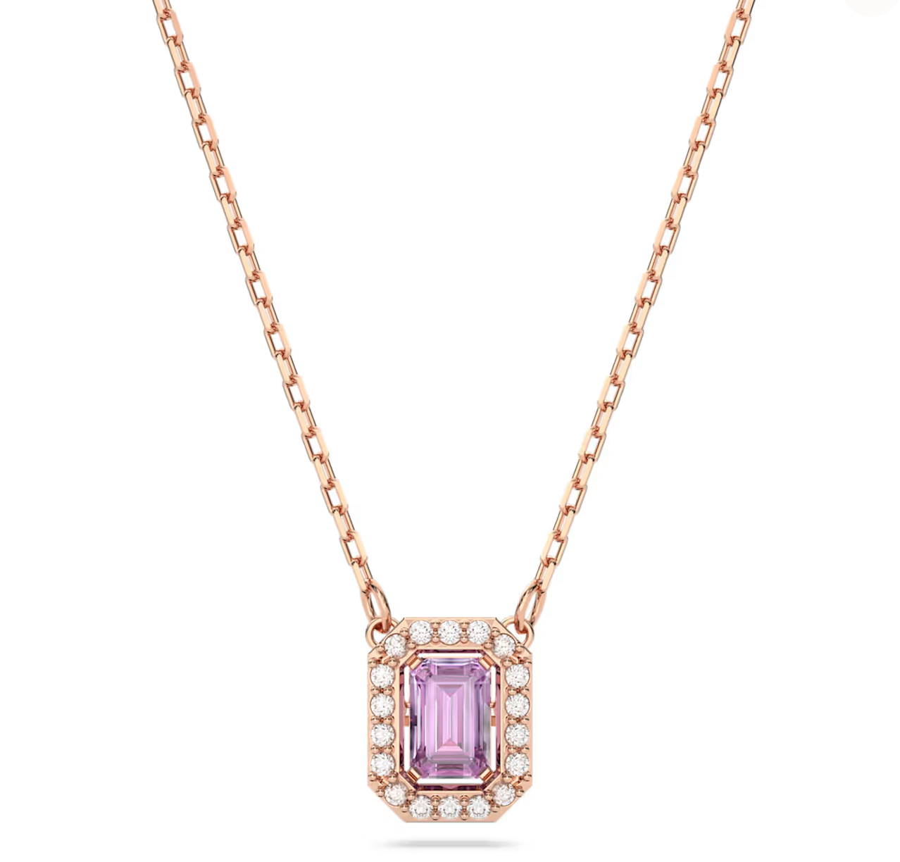 SWAROVSKI Una necklace Octagon cut, Purple, Rose gold-tone plated