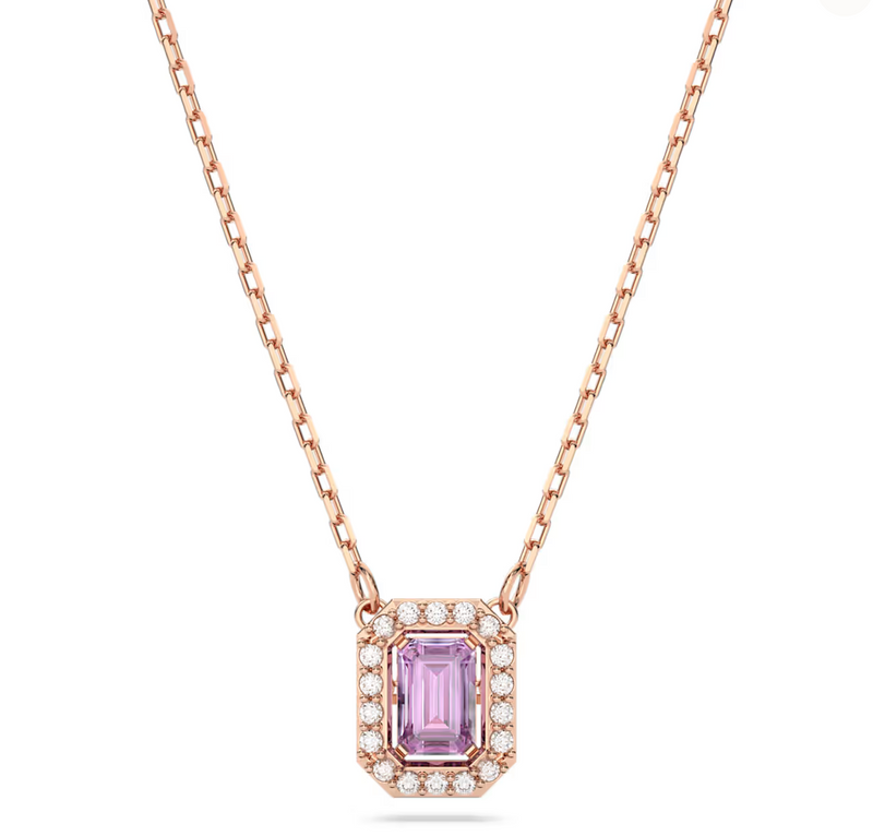 Una necklace Octagon cut, Purple, Rose gold-tone plated