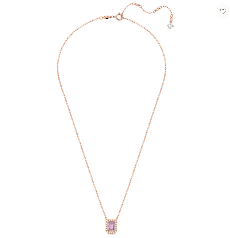 Una necklace Octagon cut, Purple, Rose gold-tone plated