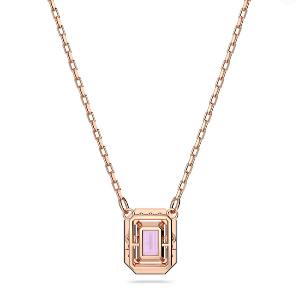 Una necklace Octagon cut, Purple, Rose gold-tone plated