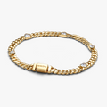 Heart cuban chain 14k gold-plated bracel 564226C01-20 (High Resolution)