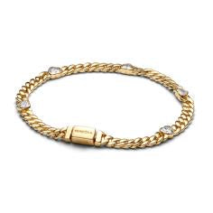 Heart cuban chain 14k gold-plated bracel 564226C01-20