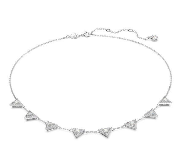 Matrix necklace Triangle cut, White, Rhodium plated