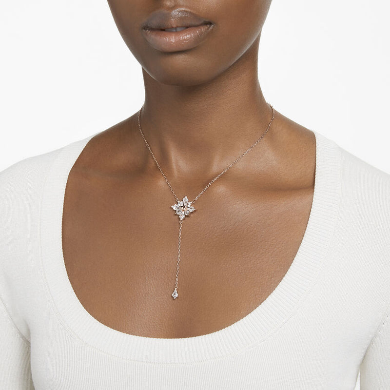 Stella Y necklace Kite cut, Star, White, Rose gold-tone plated