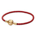Pandora Moments Red Woven Leather Bracelet w Pando