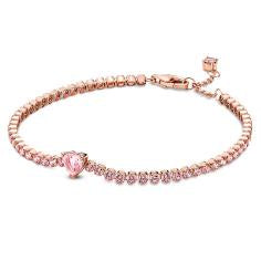 Heart 14k rose gold-plated tennis bracel 580041C01-20