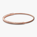 Pandora logo 14k rose gold-plated bangle with clear cubic zirconia 582313C01-2 (High Resolution)