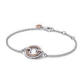Pandora logo sterling silver and 14k rose gold-plated bracelet with clear cubic zirconia 582741C01-16