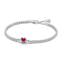 Heart sterling silver tennis bracelet wi 590041C02-16