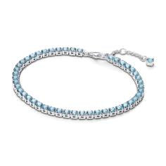 Sterling silver tennis bracelet with aqu 591469C03-20