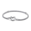 Studded chain sterling silver bracelet with heart clasp 592453C00-21