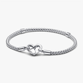 Studded chain sterling silver bracelet with heart clasp 592453C00-21 (High Resolution)