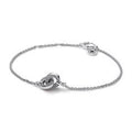 Pandora logo intertwined circle sterling silver bracelet with clear cubic zirconia 592742C01-18
