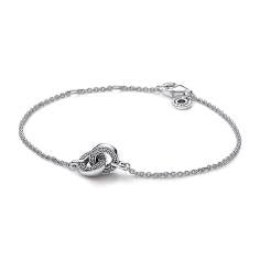 Pandora logo intertwined circle sterling silver bracelet with clear cubic zirconia 592742C01-18