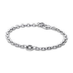 Pandora logo sterling silver bracelet with clear cubic zirconia 592777C01-20