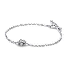 Sterling silver bracelet with clear cubic zirconia and sliding clasp 593001C01-18
