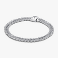 Cuban chain sterling silver bracelet with clear cubic zirconia 593008C01-18 (High Resolution)