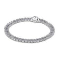 Cuban chain sterling silver bracelet with clear cubic zirconia 593008C01-18