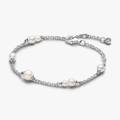 Sterling silver bracelet with white trea 593172C01-20 (High Resolution)