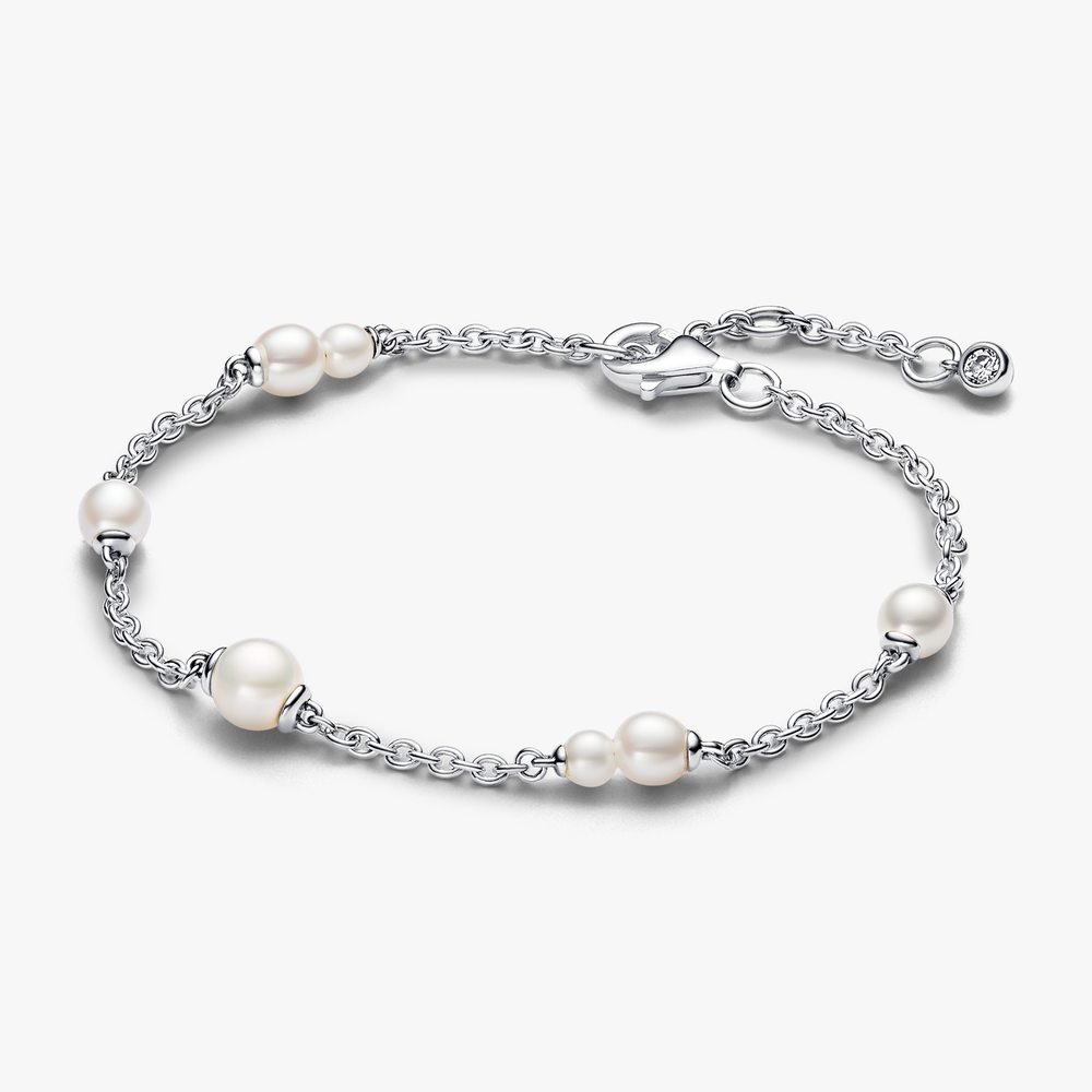 Sterling silver bracelet with white trea 593172C01-20 (High Resolution)