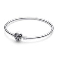 Sterling silver bangle with heart clasp 593400C01-21