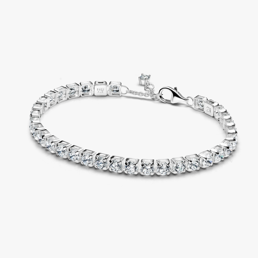 Sterling silver tennis bracelet with cle 593539C01-20 (High Resolution)