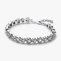 Hearts sterling silver bracelet with clear cubic zirconia 593655C01-18 (High Resolution)