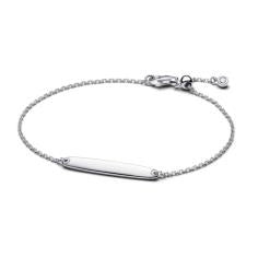 Engravable sterling silver bar bracelet with clear cubic zirconia 594010C01-16