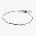 Engravable sterling silver bar bracelet with clear cubic zirconia 594010C01-18 (High Resolution)