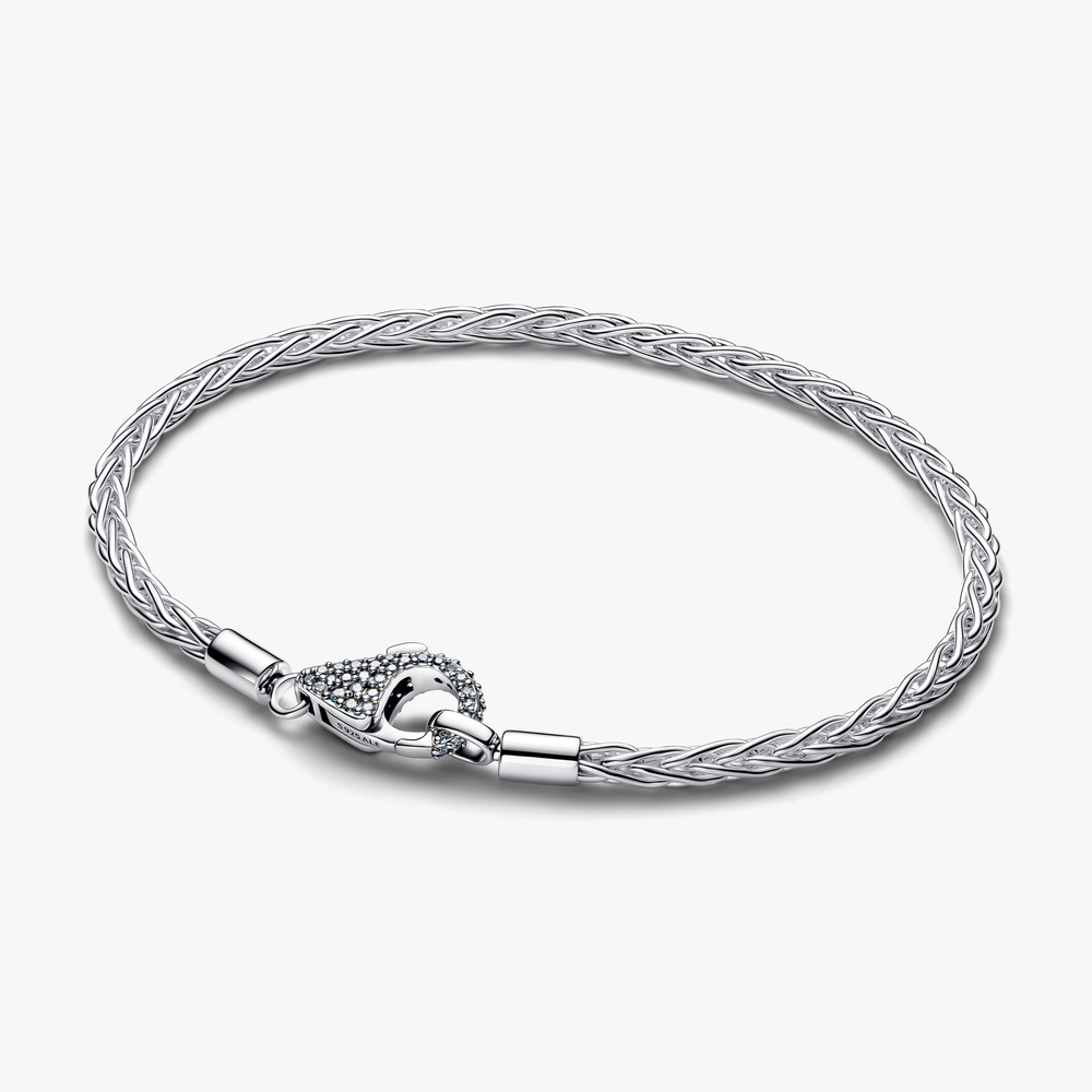 Foxtail sterling silver bracelet with clear cubic 594462C01 (High Resolution)