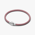 Sterling silver bracelet with shimmering pink cord (High Resolution)