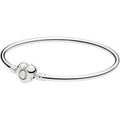 MOMENTS Silver Bangle w PANDORA Logo Heart Clasp 596268-19