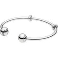 MOMENTS Open Silver Bangle w Silicone St 596477-4