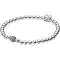 Beads & Pave Silver Bracelet w Clear CZ 598342CZ-21