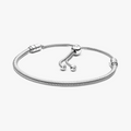 Snake chain sterling silver bracelet with clear cubic zirconia 599652C01-2 (High Resolution)