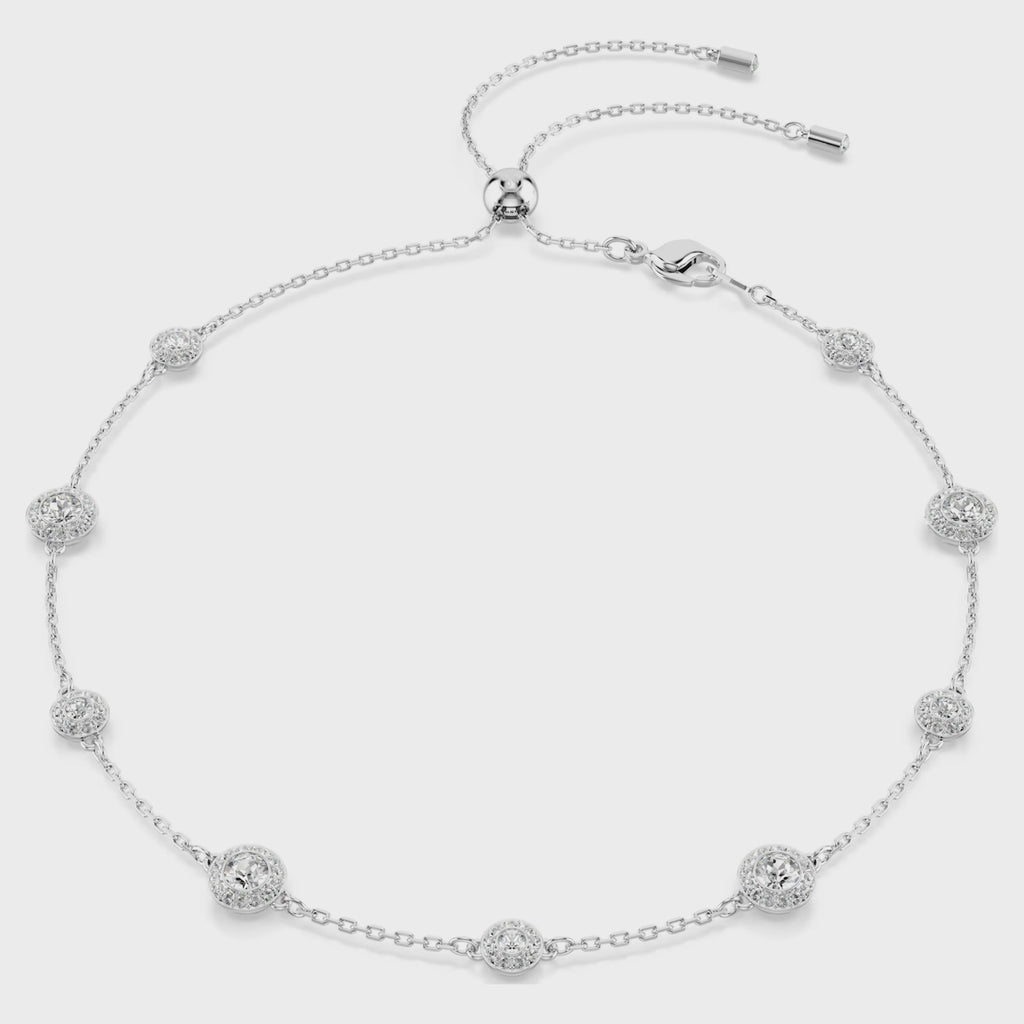 Una Angelic necklace Round cut, Double sided motifs, White, Rhodium plated 5732275