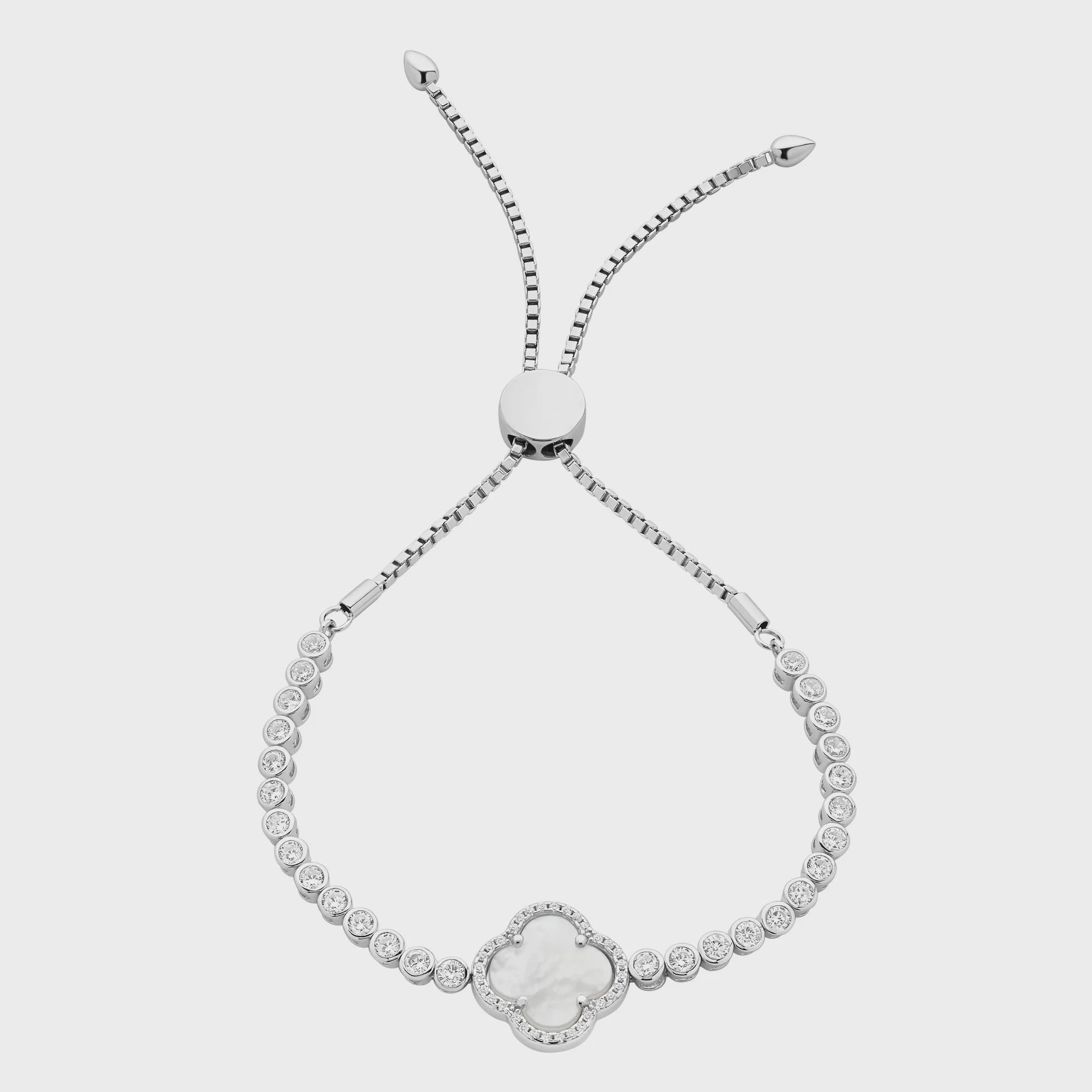 Sterling Silver Mother Of Pearl & Cubic Zirconia Friendship Bracelet M3323