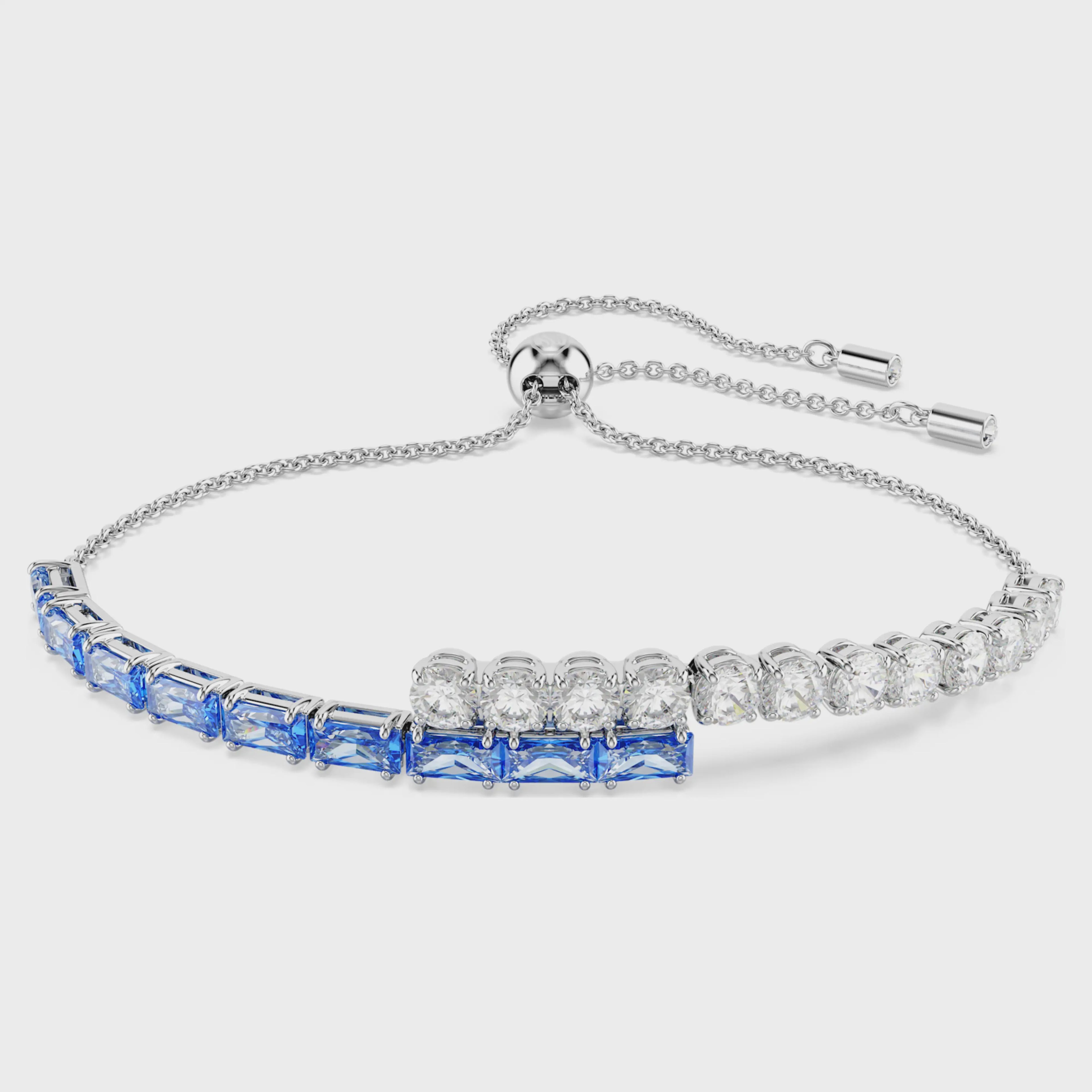 Matrix bracelet Mixed cuts, Blue, Rhodium plated M 5732266