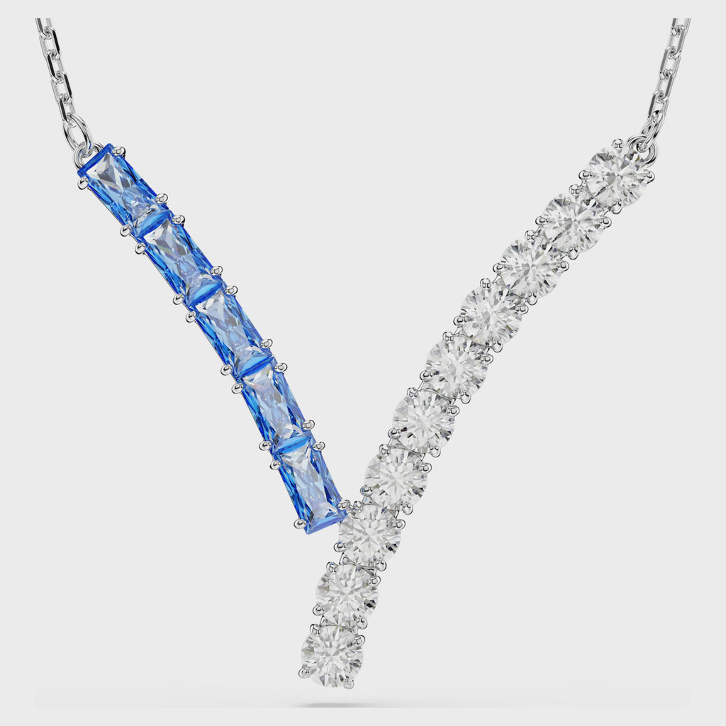 Matrix pendant Mixed cuts, Blue, Rhodium plated 5732265
