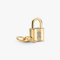Padlock and key 14k gold-plated dangle with clear cubic zirconia 760088C01 (High Resolution)