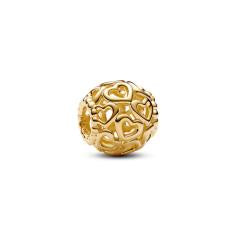 Openwork hearts 14k gold-plated charm 760964C00