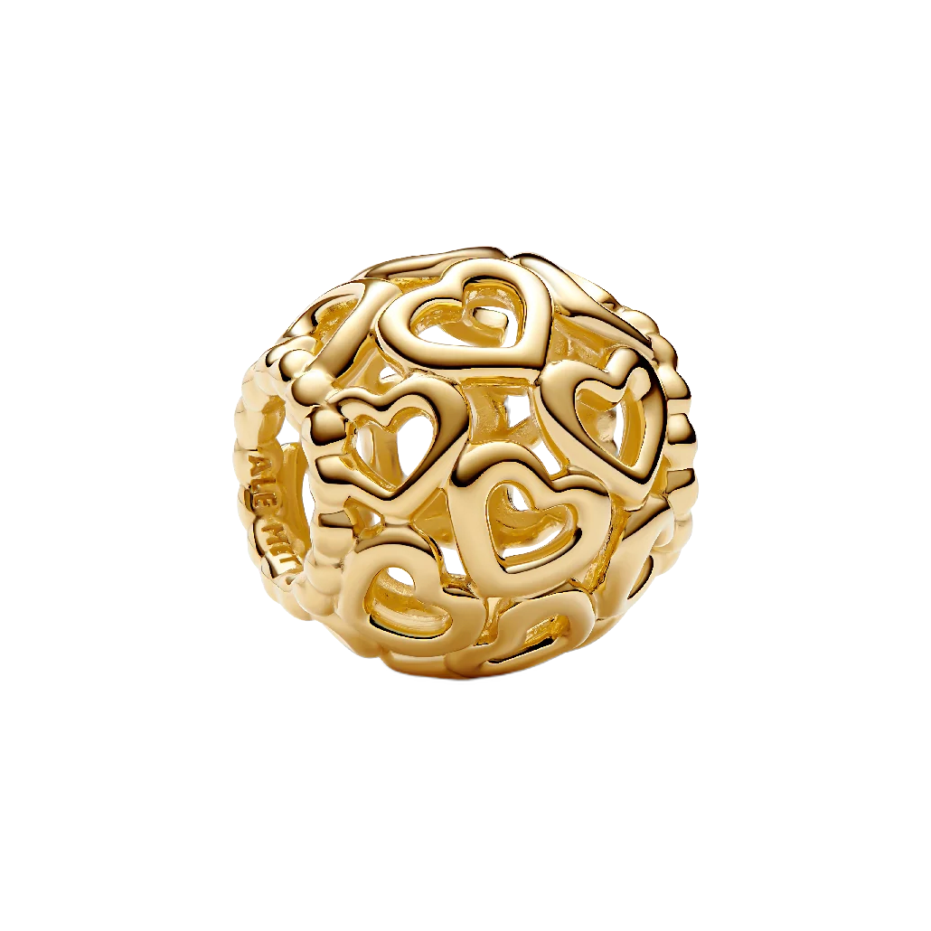 Openwork hearts 14k gold-plated charm 760964C00