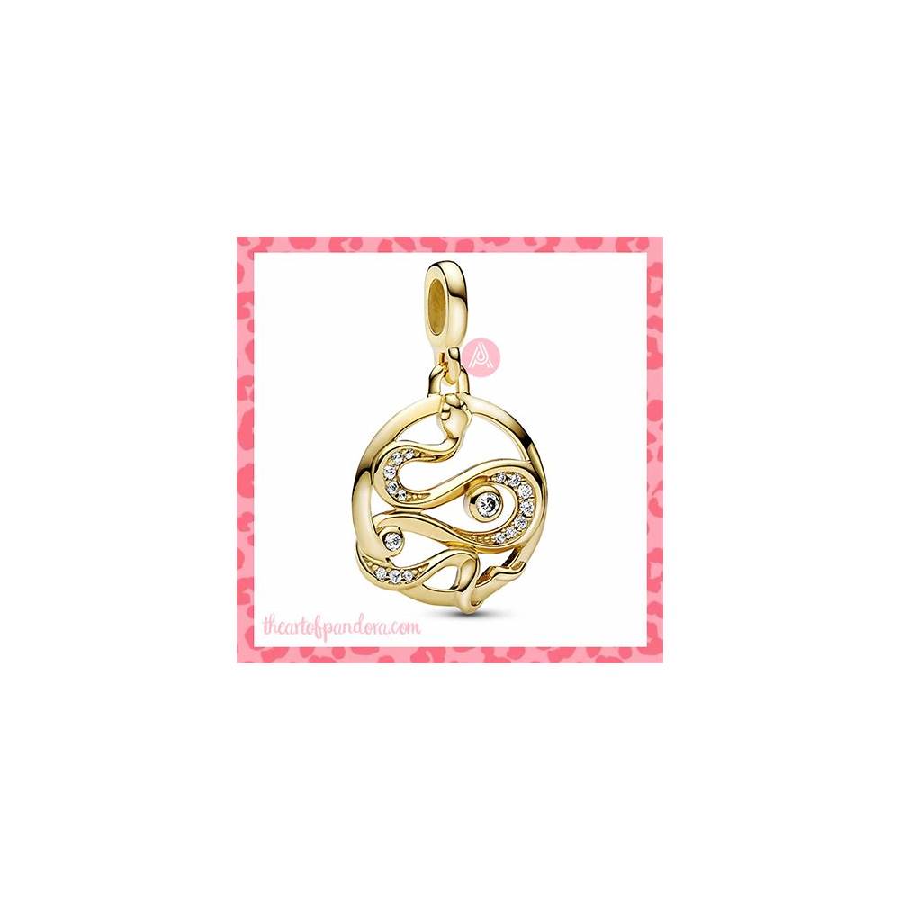 Snake 14k gold-plated medallion with clear cubic zirconia 762301C01 (High Resolution)
