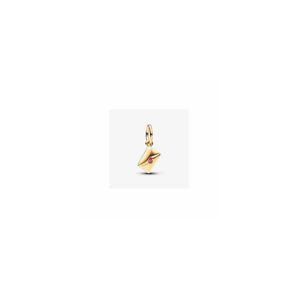 Love envelope 14k gold-plated dangle with red cubic zirconia 762606C01 (High Resolution)